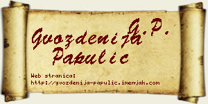 Gvozdenija Papulić vizit kartica